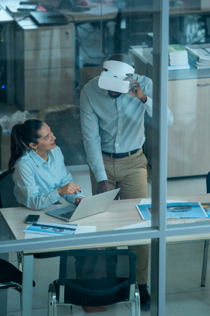 Charleston SC digital marketing agency team using VR headset.