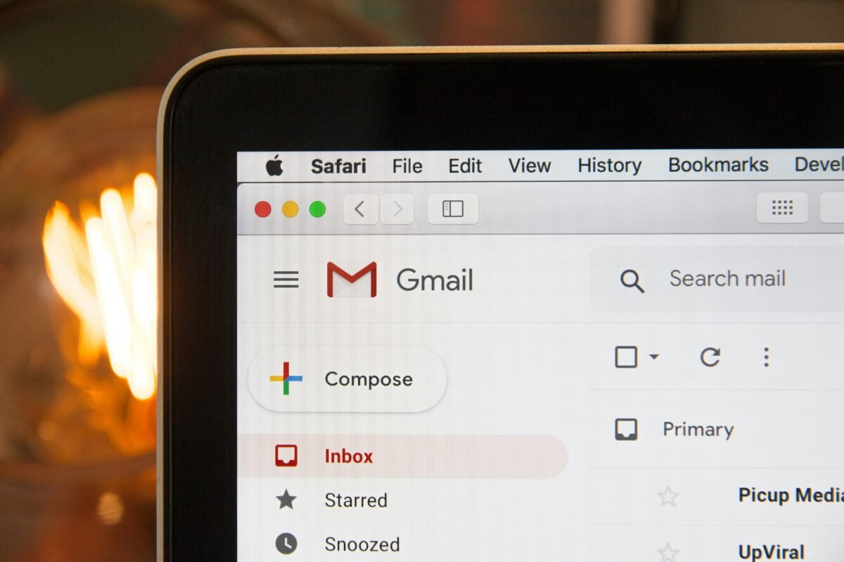 Gmail inbox on a laptop screen, illustrating email marketing.