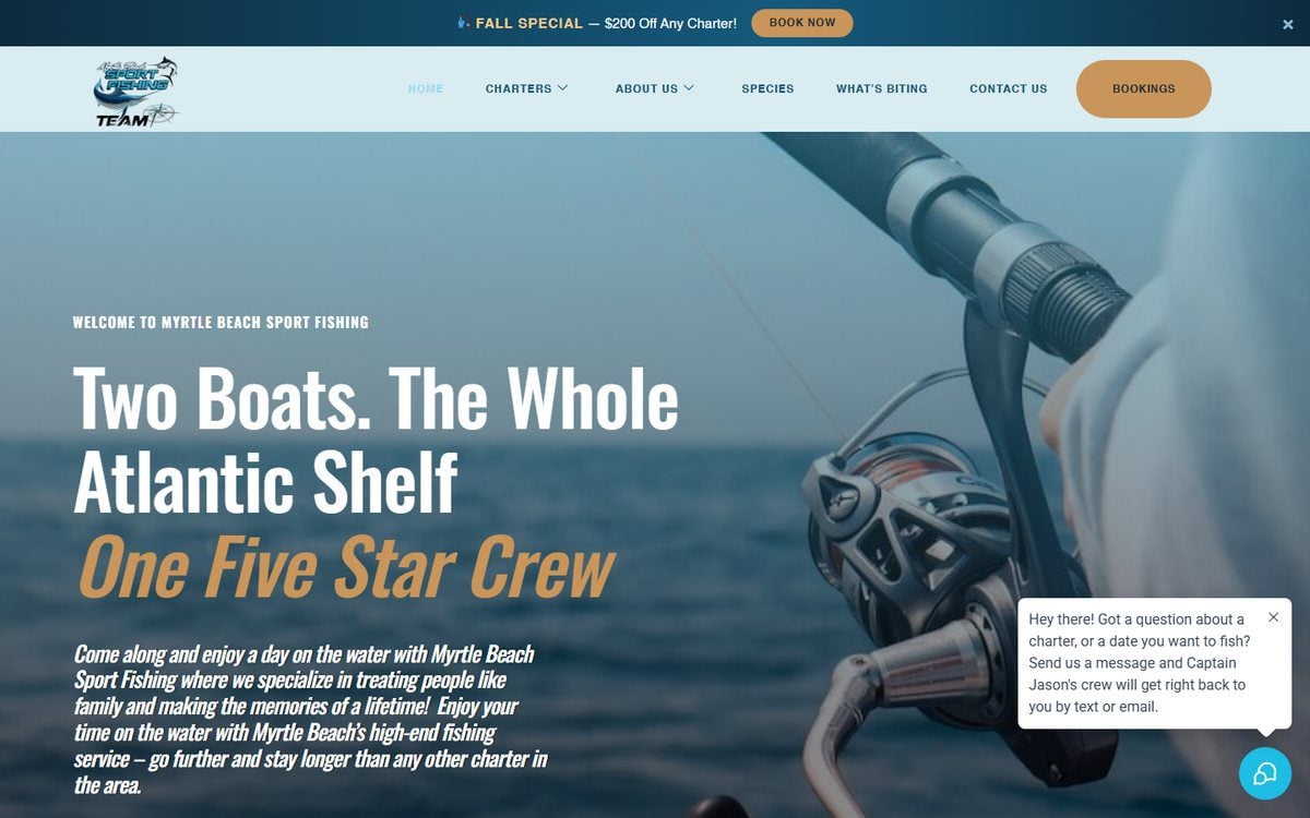 Myrtle Beach Sport Fishing website homepage