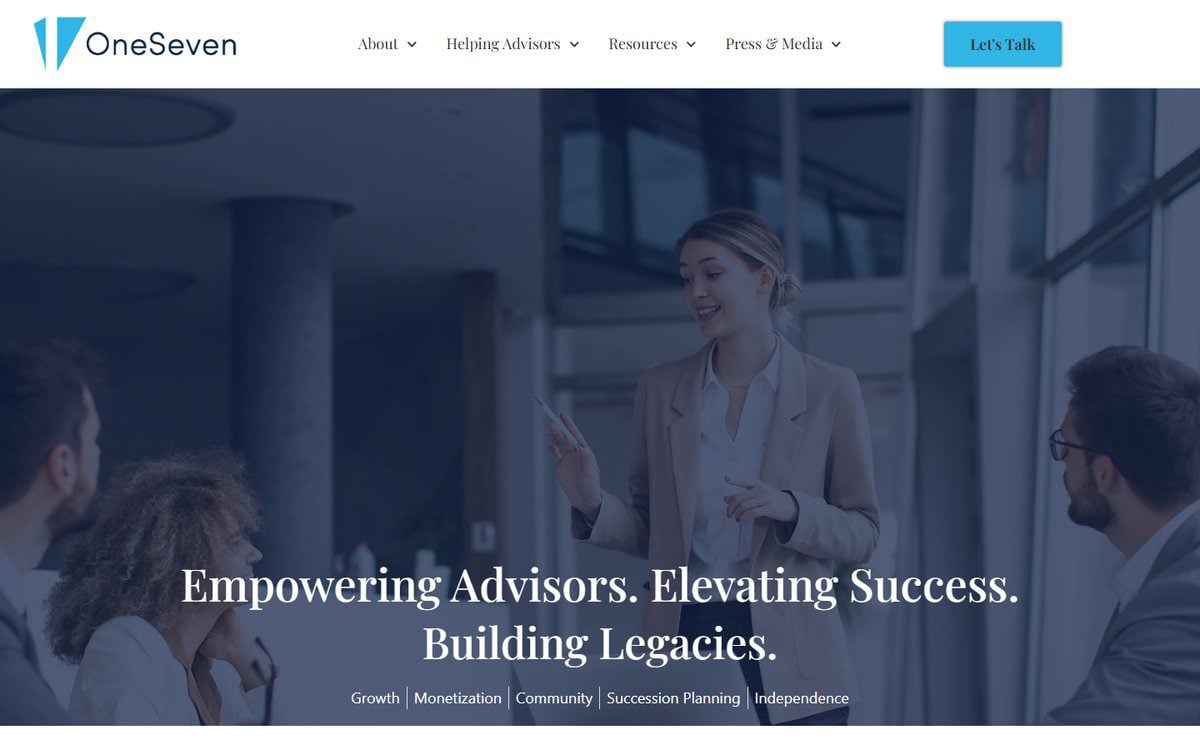 OneSeven Advisor website homepage