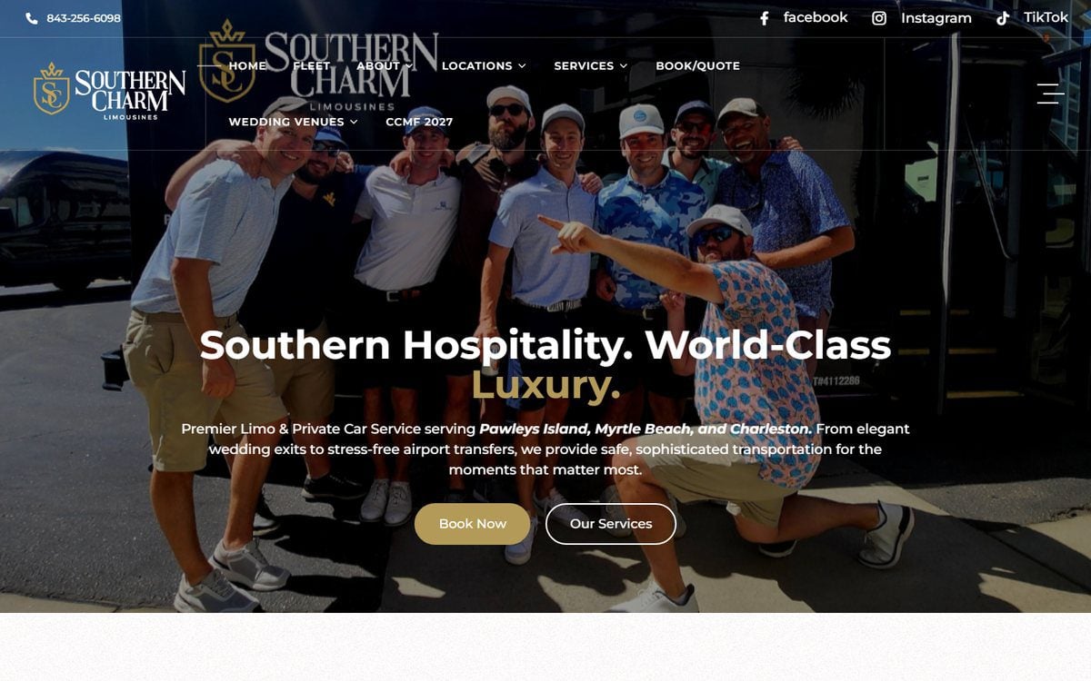 Southern Charm Limousines website homepage